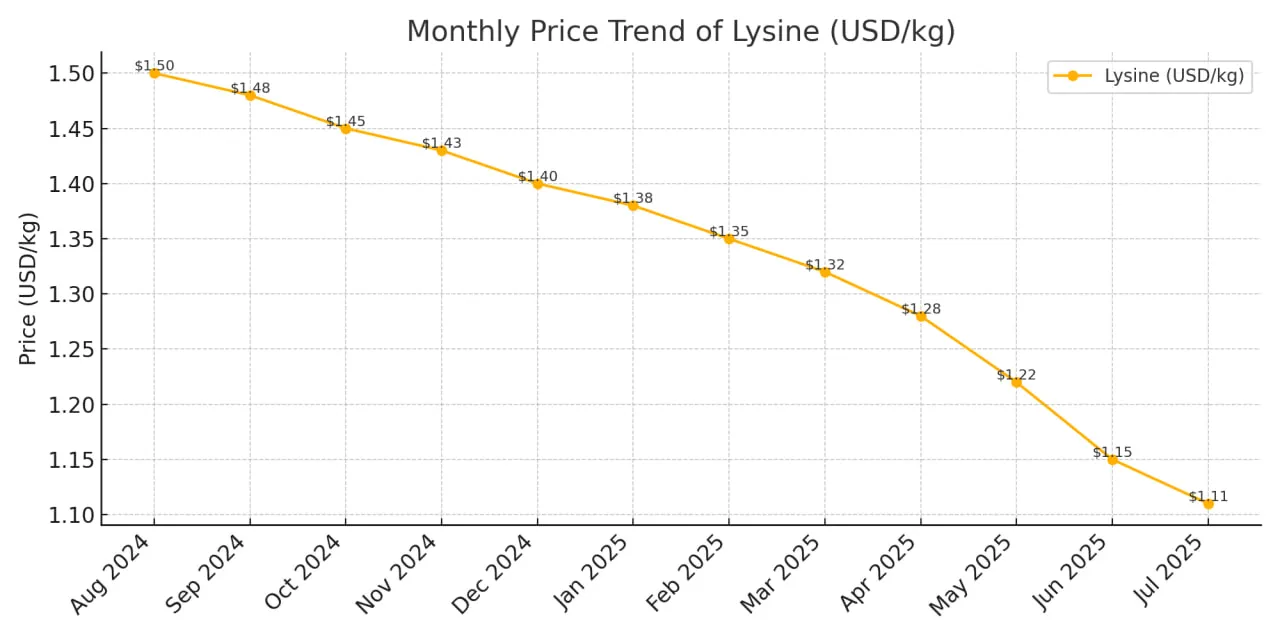 گزارش اسید آمینه لیزین جولای 2025
