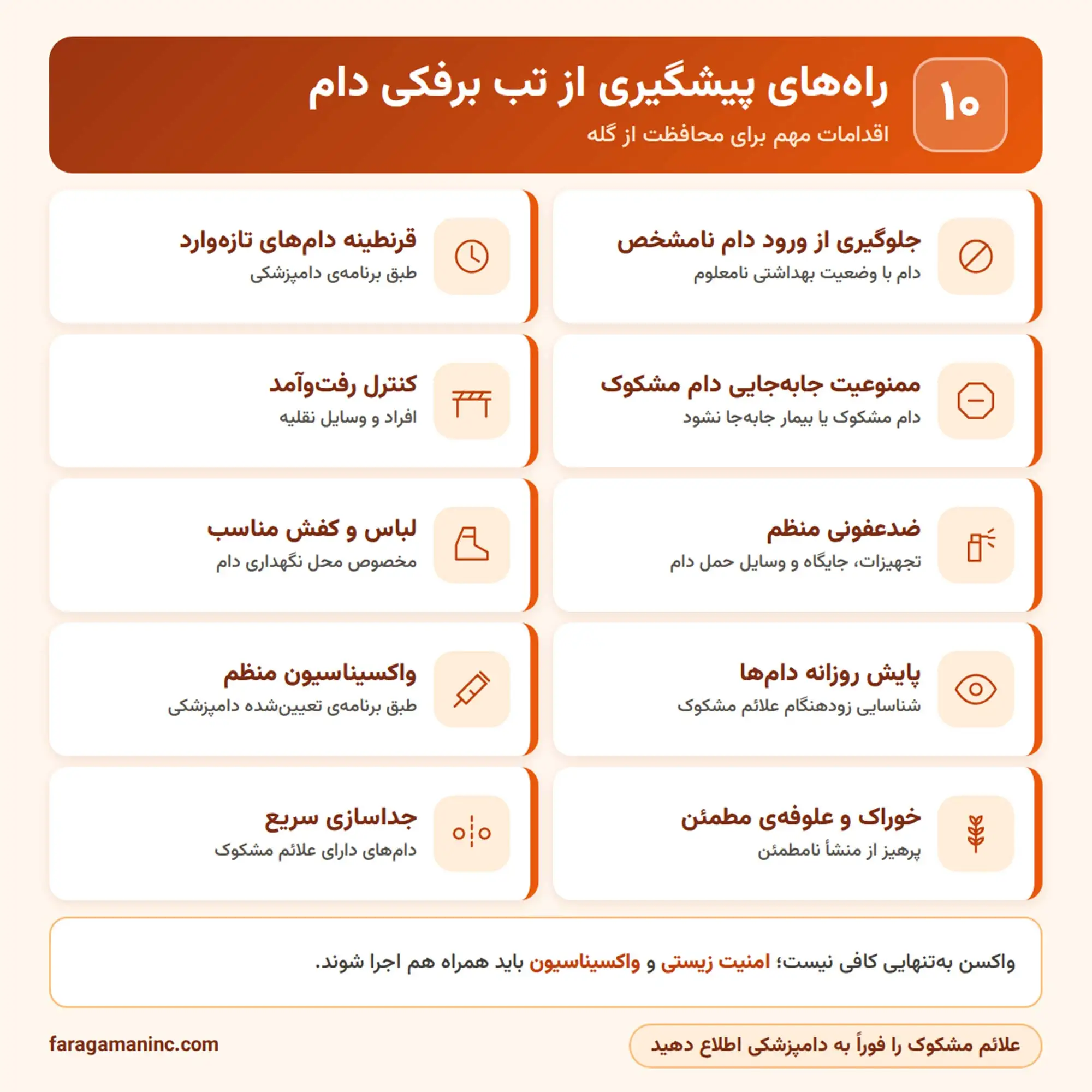 راه های پیشگیری از تب برفکی دام